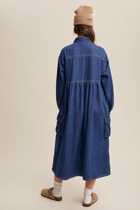Babydoll Cargo Maxi Dress