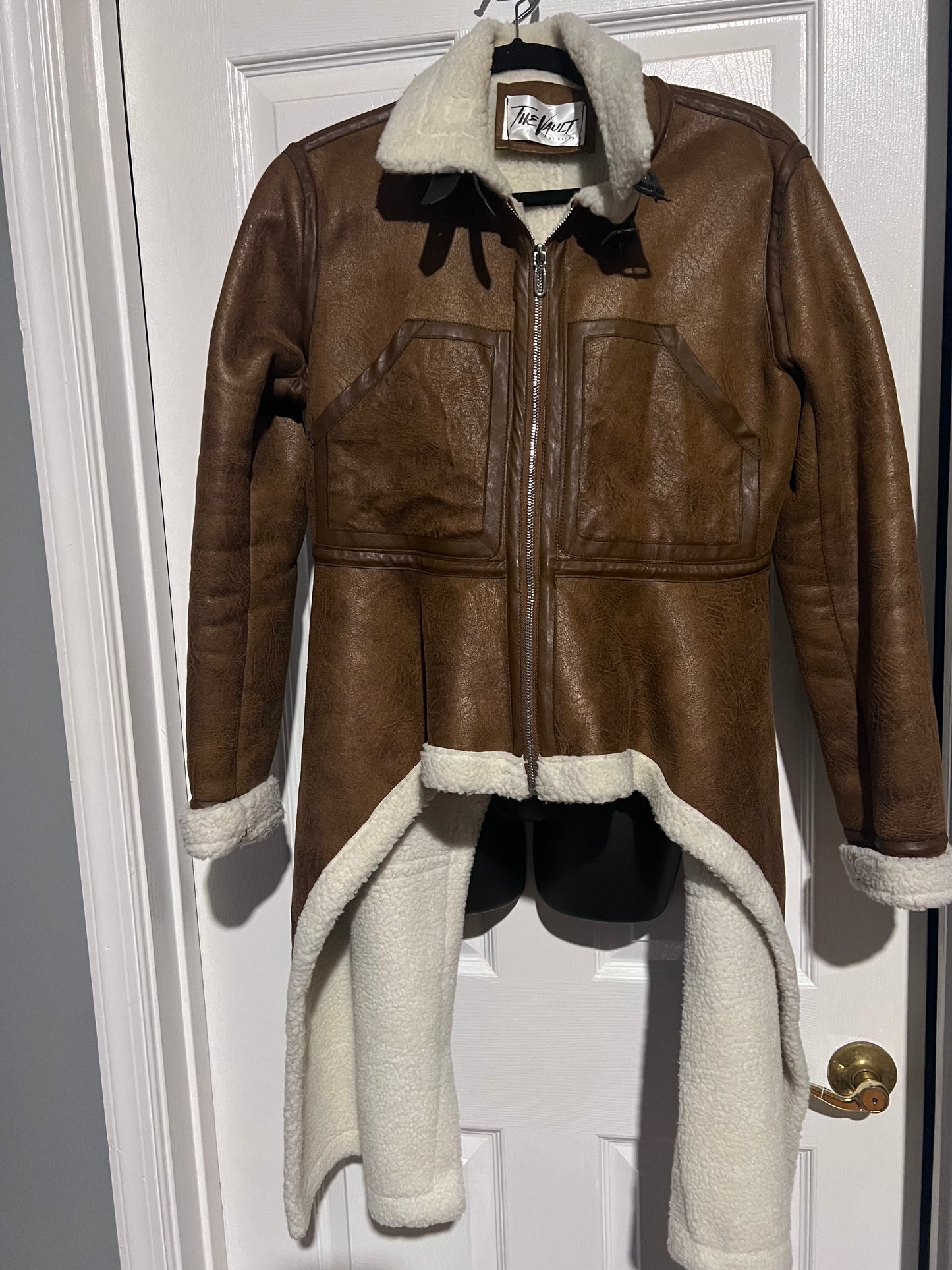 Faux leather assymetrical jacket