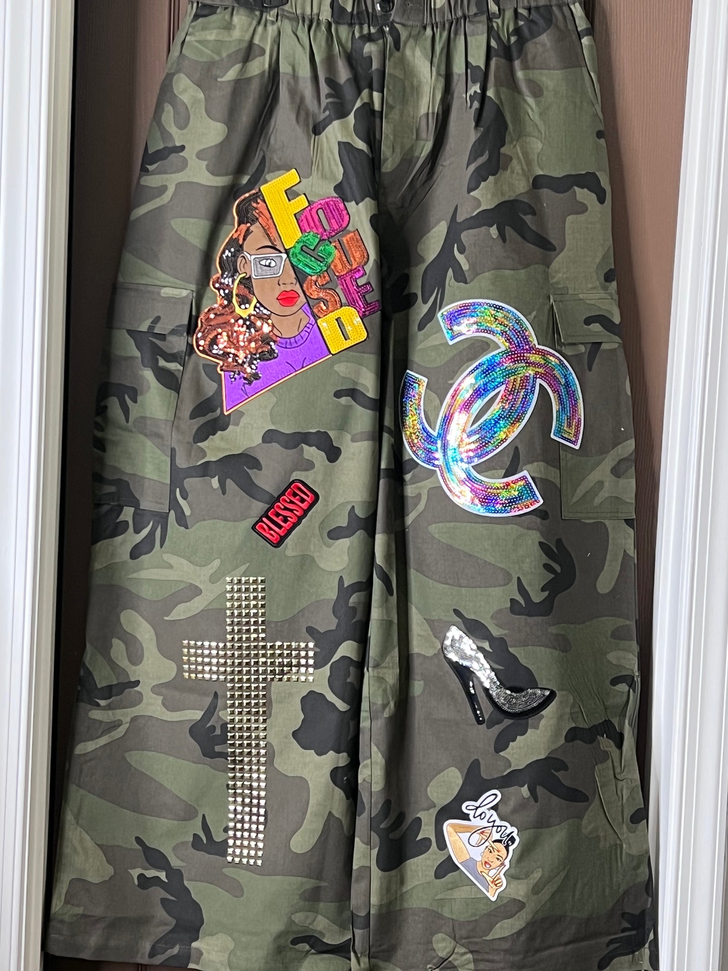 Patched Camo Side Pocket