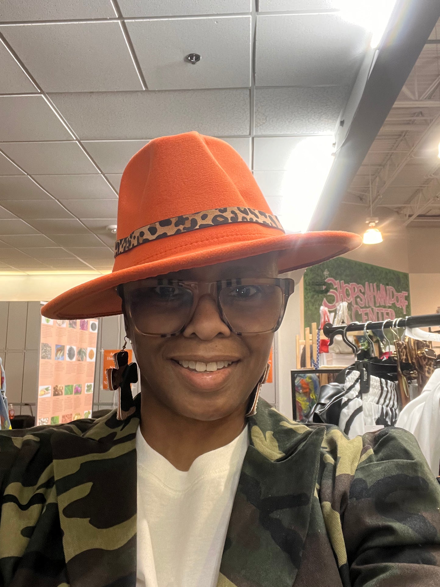Smiley Fedora w/Leopard Trim