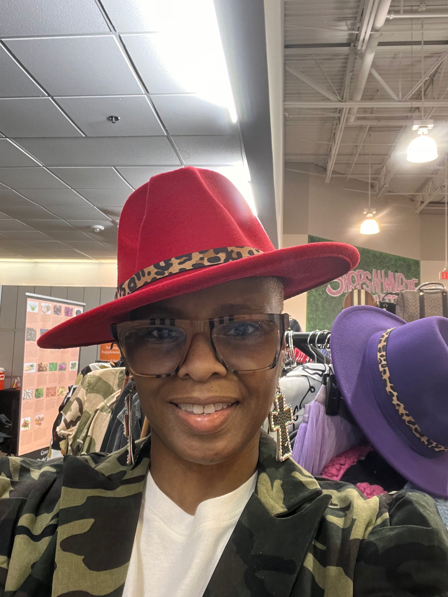 Smiley Fedora w/Leopard Trim