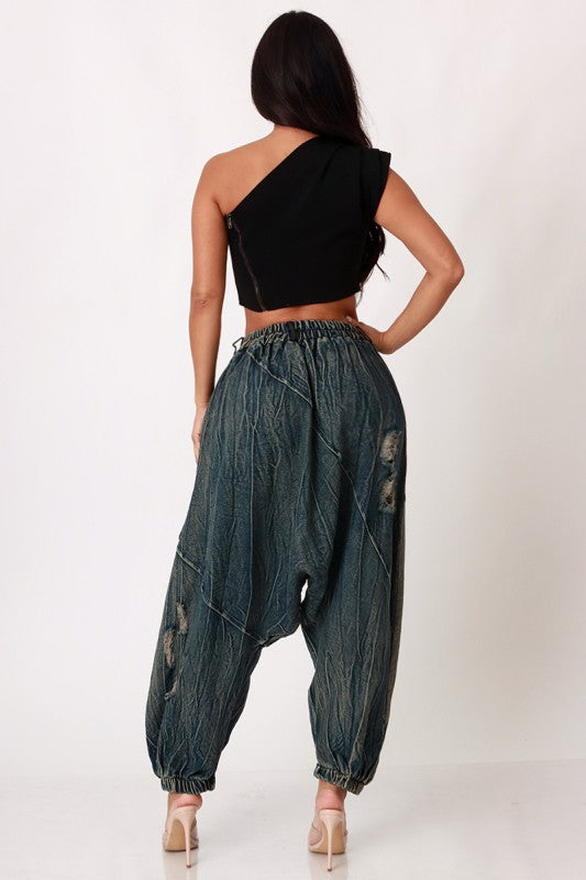 The Baggy Harem Denim Patchwork