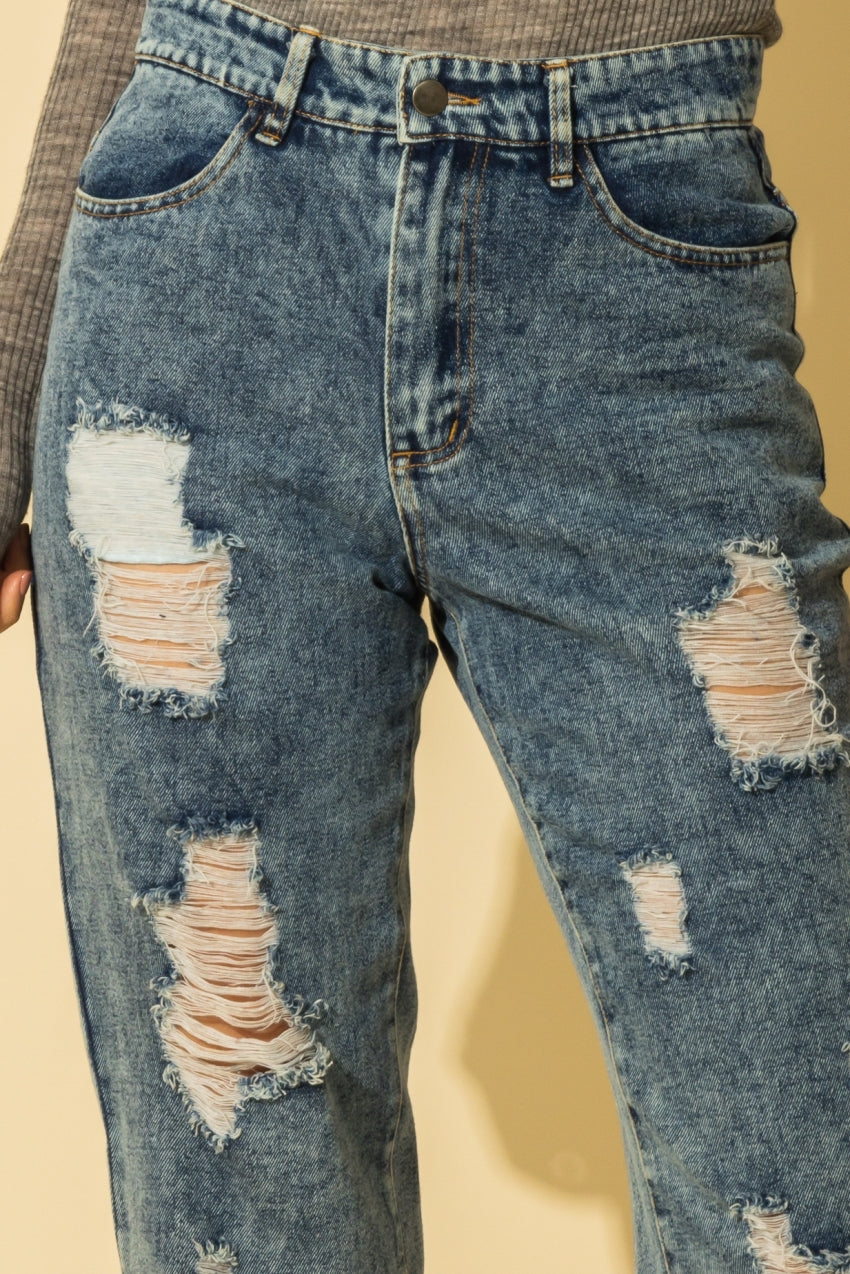 Distressed Denim Jogger