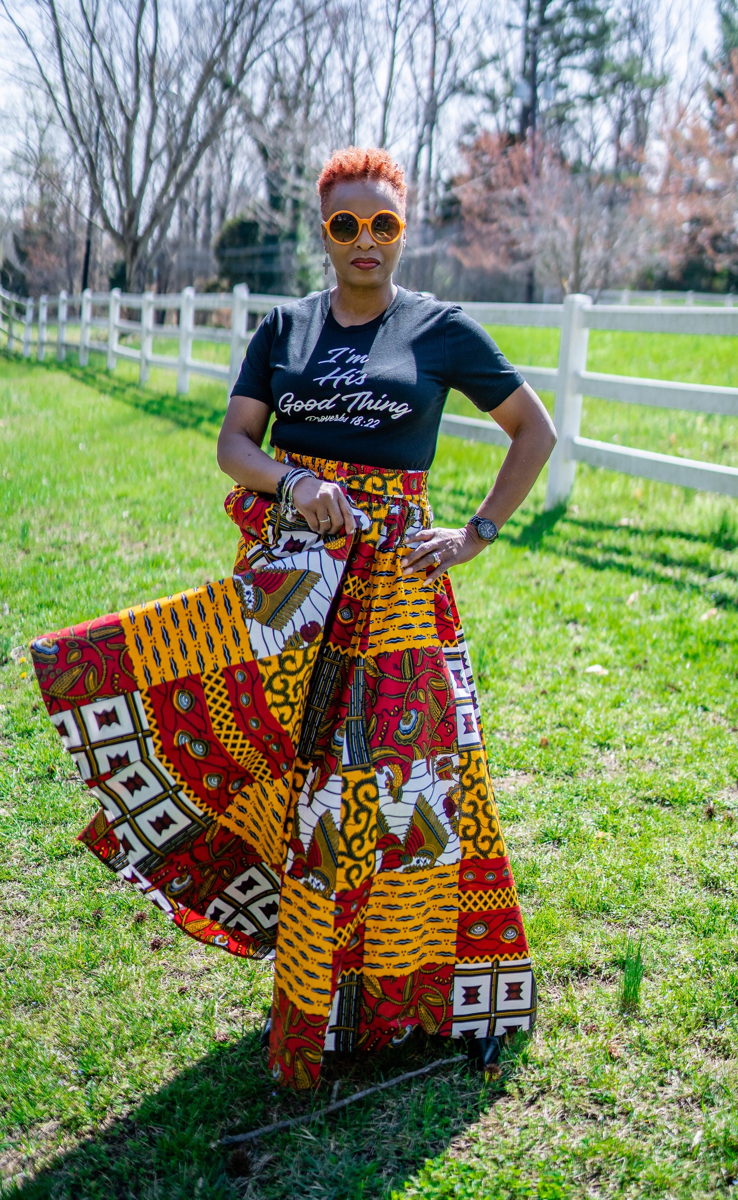 Eyes On You Red & Gold Palazzo Pants w/Headwrap (One Size)