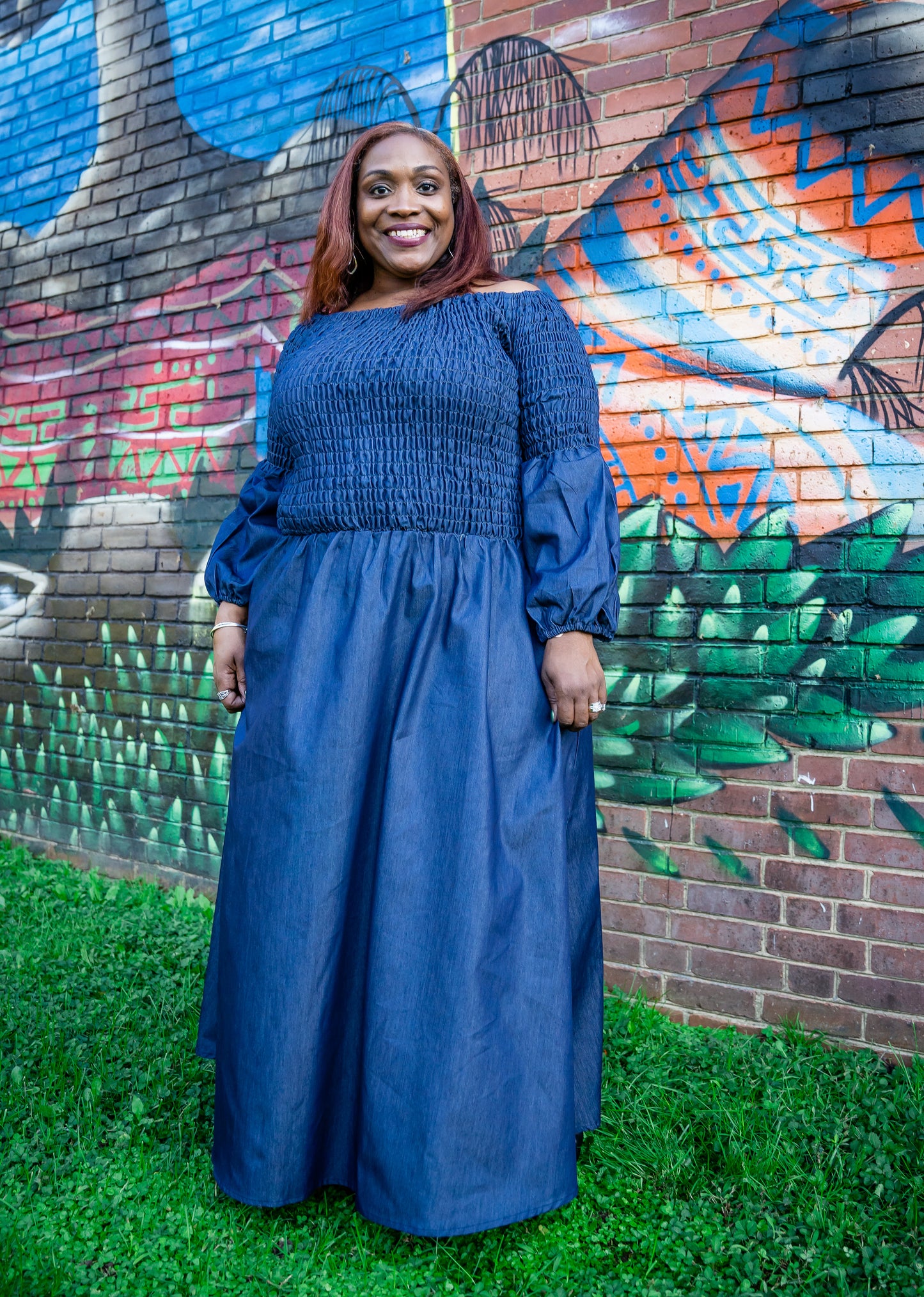 The Tracey Denim Maxi Dress w/Pockets