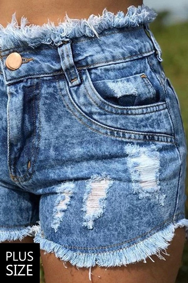 Hot Girl Summer Denim Distressed Shorts