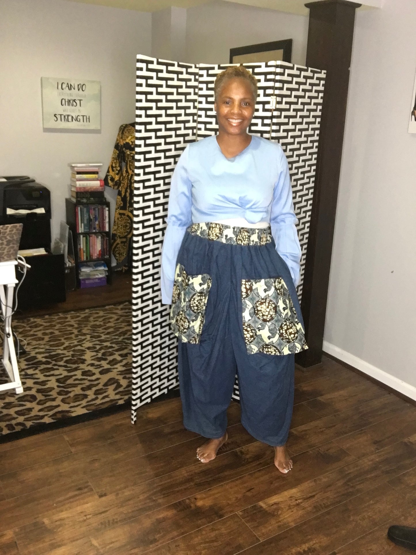 Fill Me Up Crop Denim Harem Pant (More Prints)