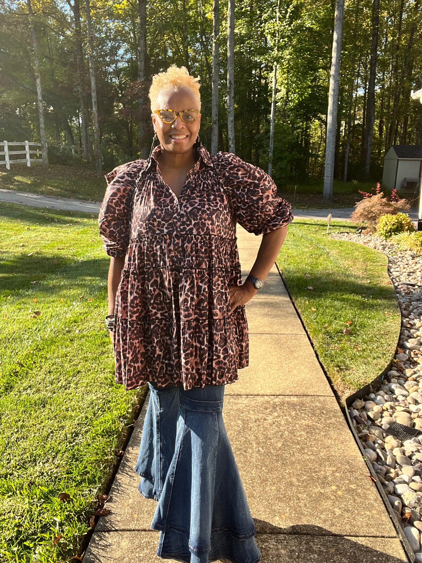 Leopard Puff Sleeve Top
