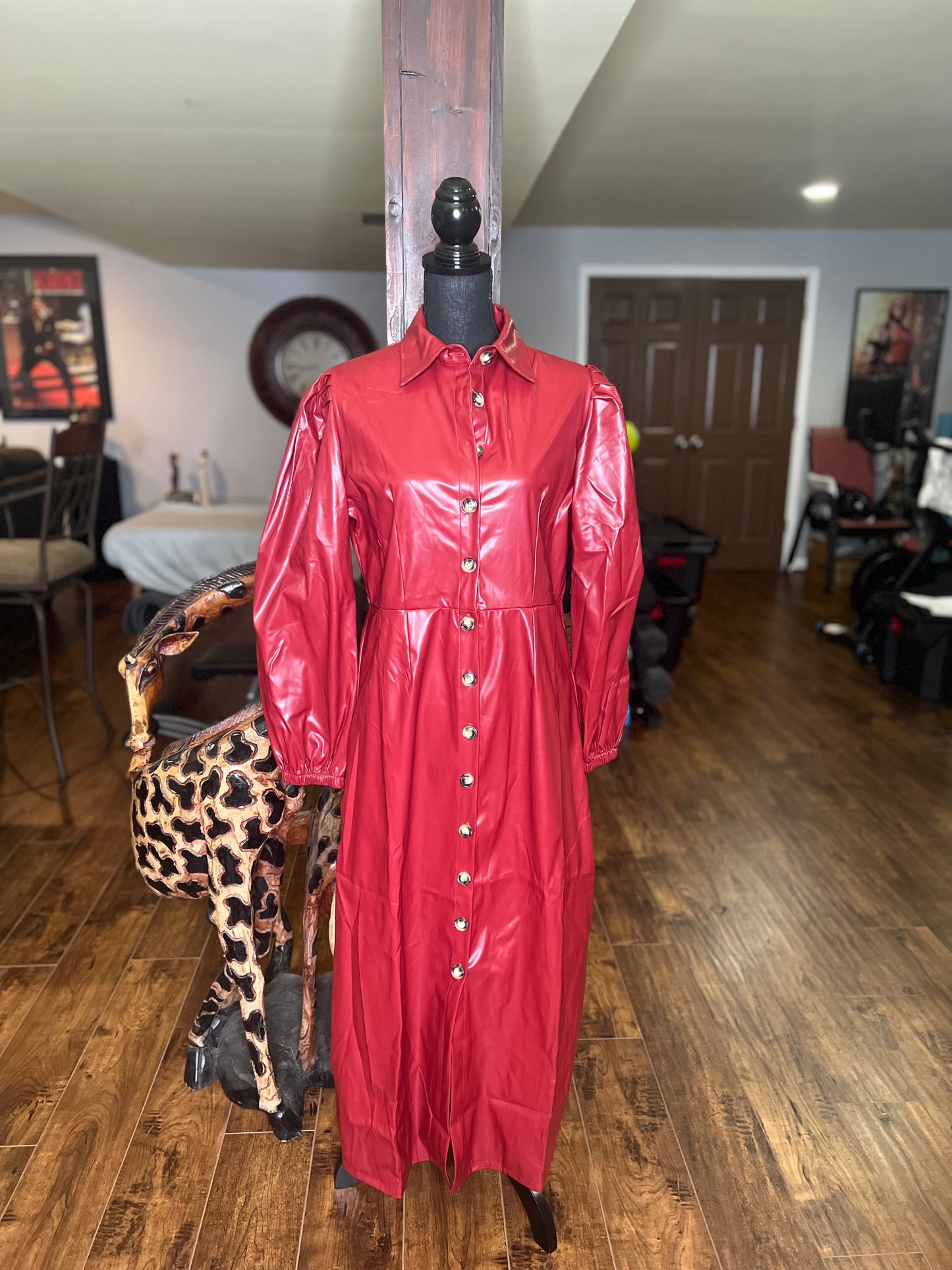Faux Leather Maxi Jacket