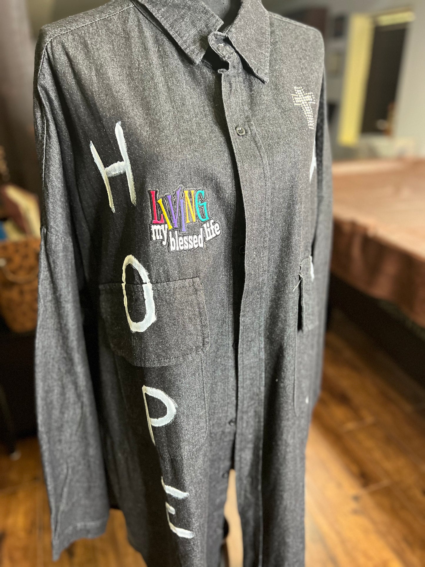 Faith Speaks Charcoal Denim Jacket