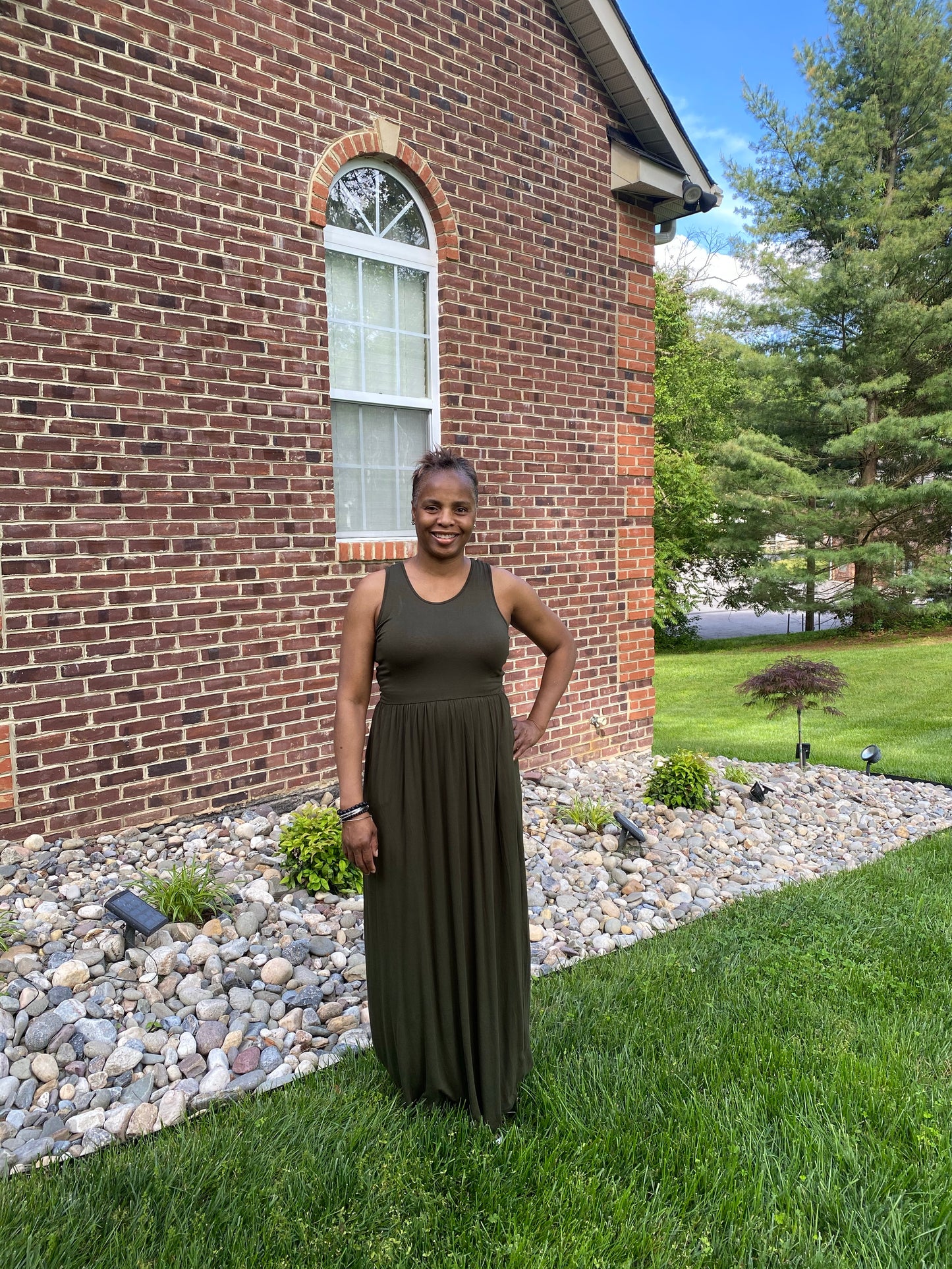 Pleated Waist Tank Maxi Dress