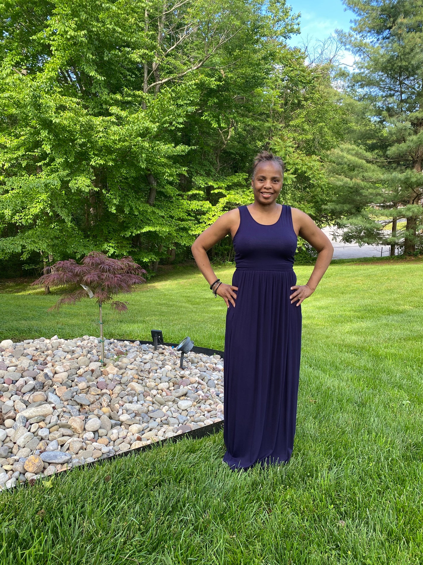 Pleated Waist Tank Maxi Dress