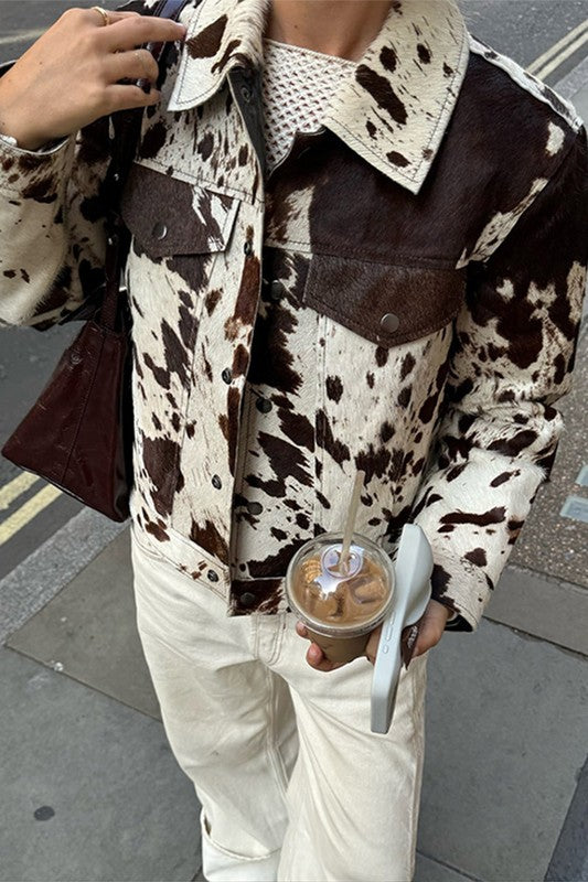 Animal Print Cropped Jacket