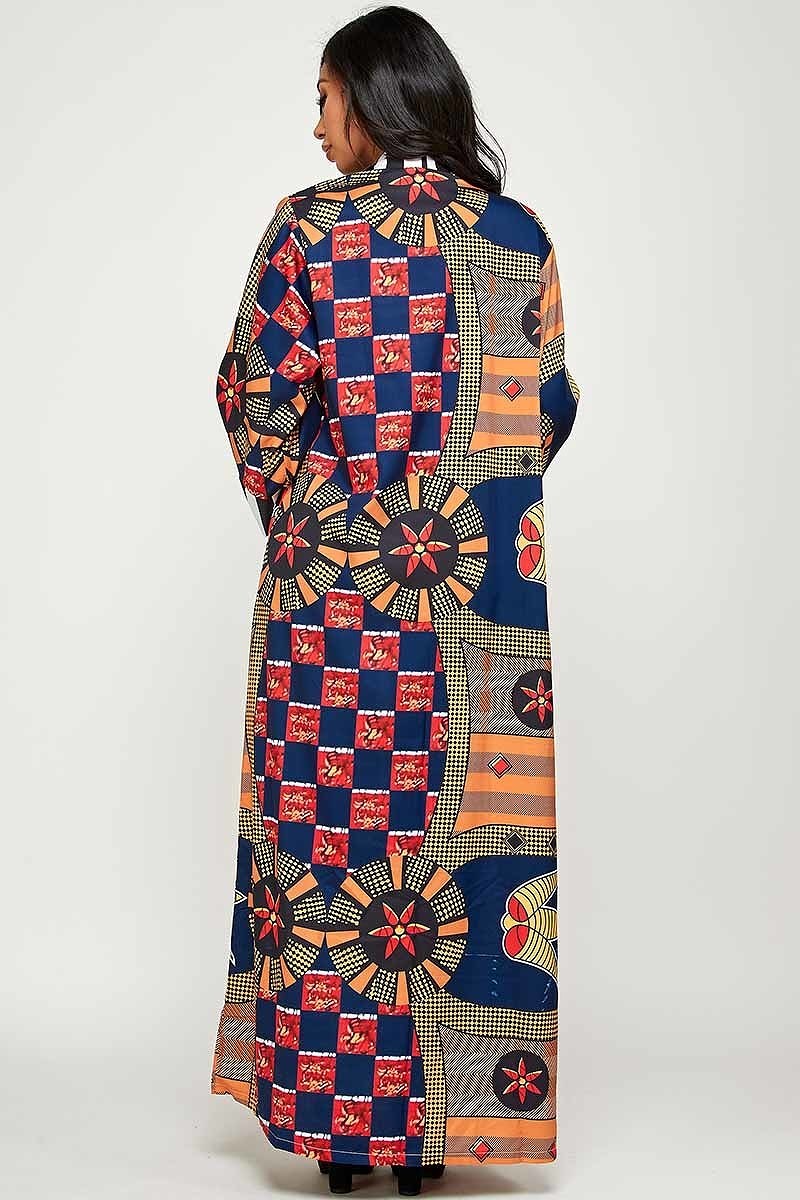 Mixed Print Maxi Kimono