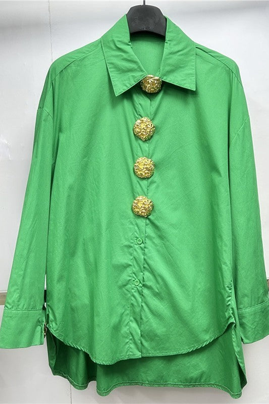 Gold Buckle Button Up Shirt (more colors)