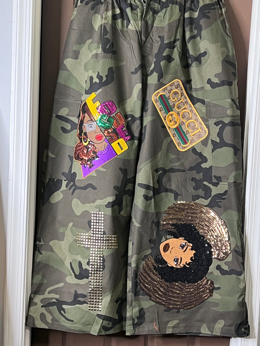 Patched Camo Side Pocket