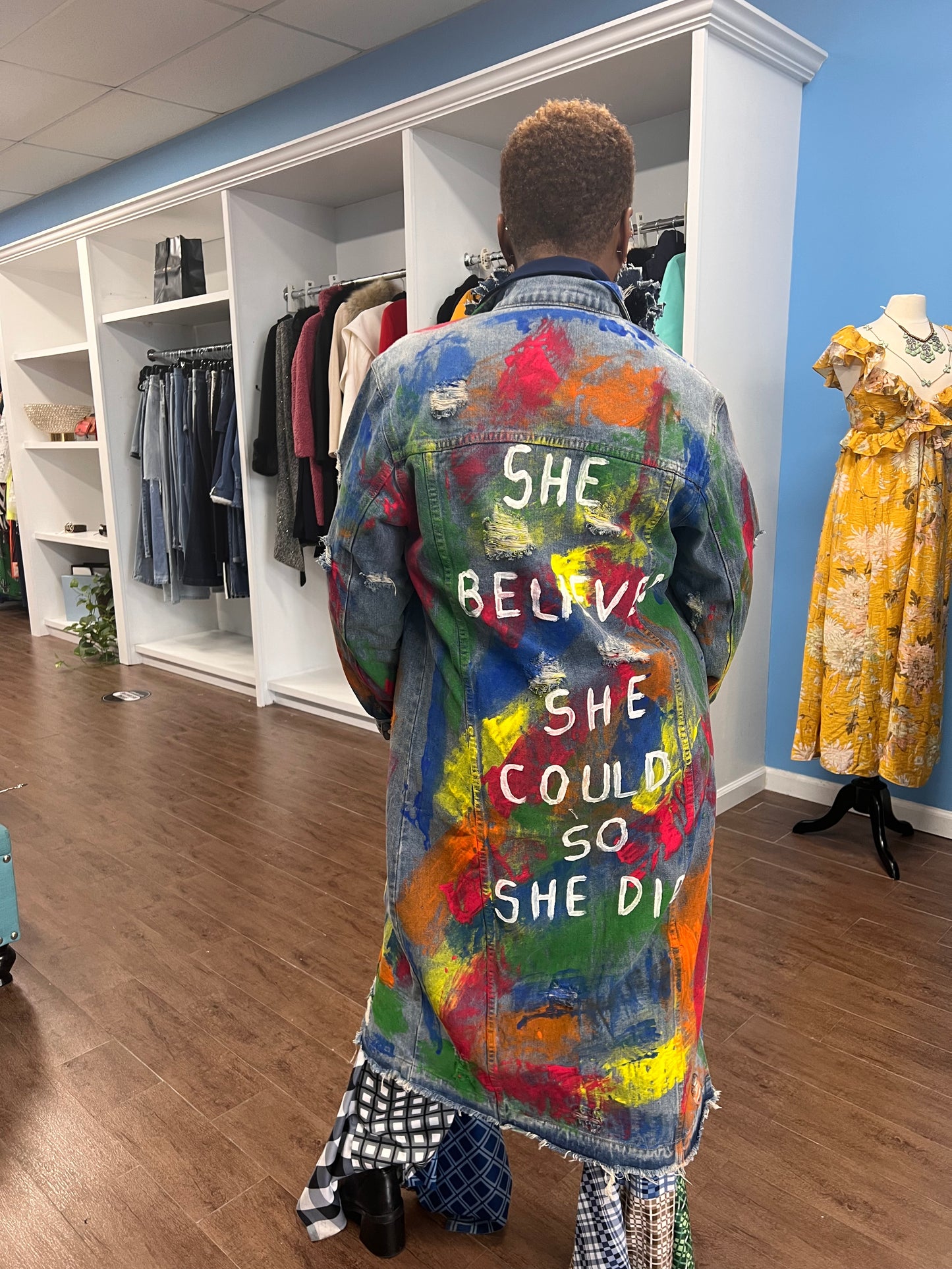She Believed Distressed Denim Duster