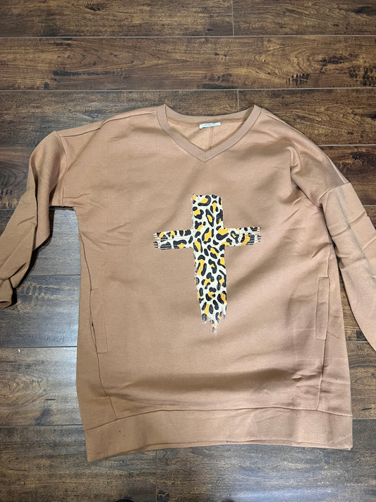 V-Neck Cross Sweatshirt