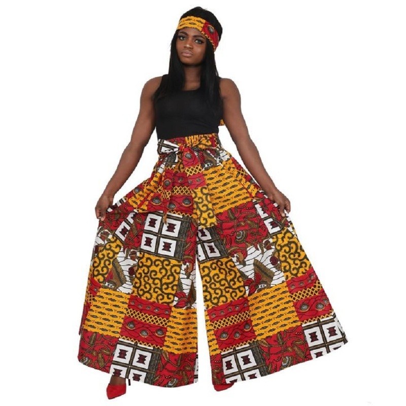 Eyes On You Red & Gold Palazzo Pants  w/Headwrap (One Size)