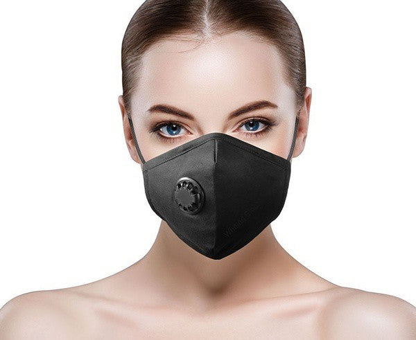 100% Cotton 4 Layered Face Masks w/ Respirator Valve with 1 Filter and Adjustable Straps