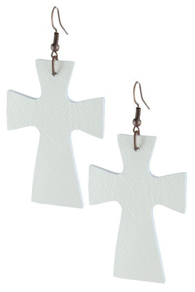 Cross Faux Leather Earrings (More Colors)