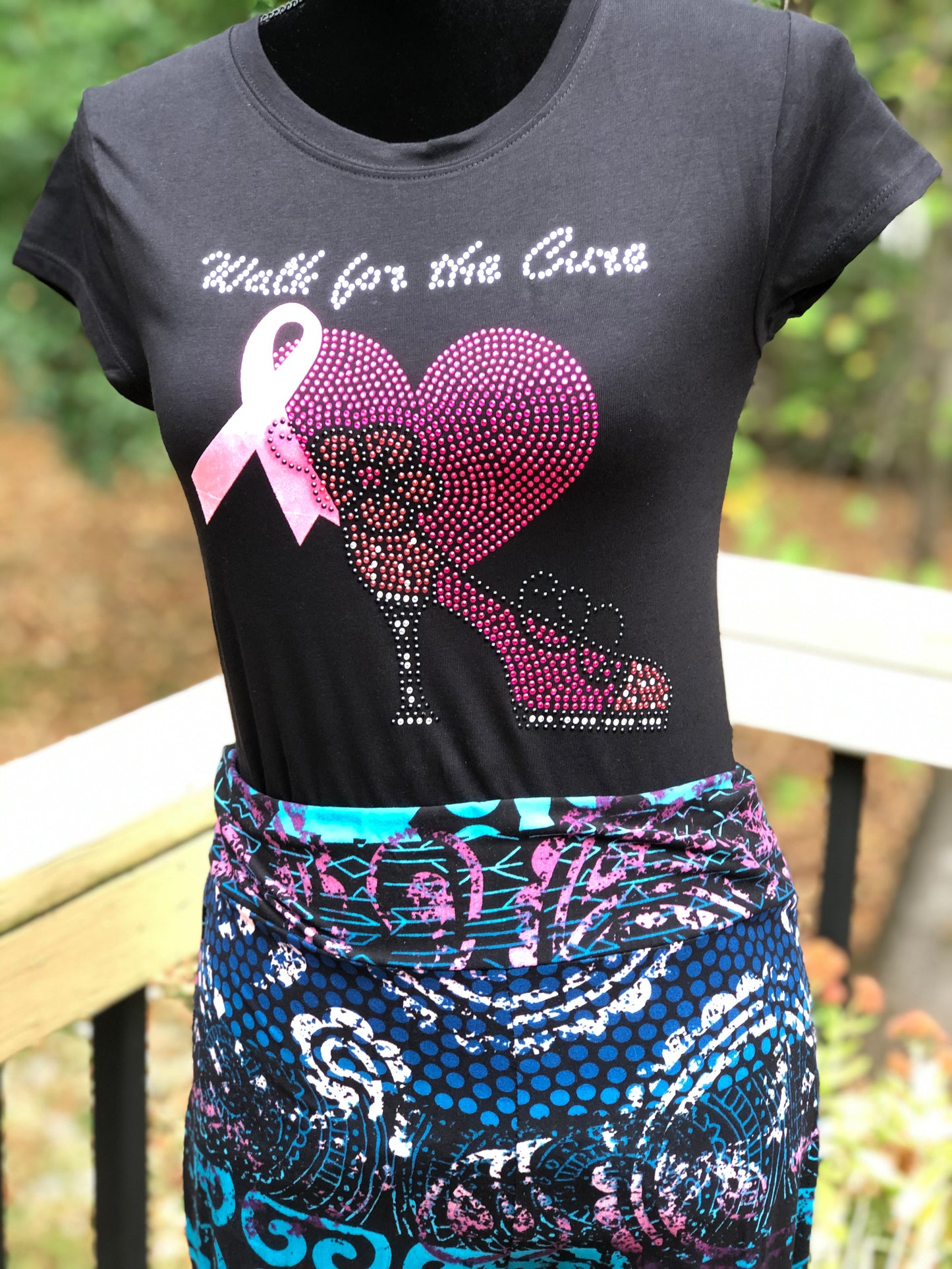 Walk For the Cure Breast Cancer Awareness Bling T-shirt