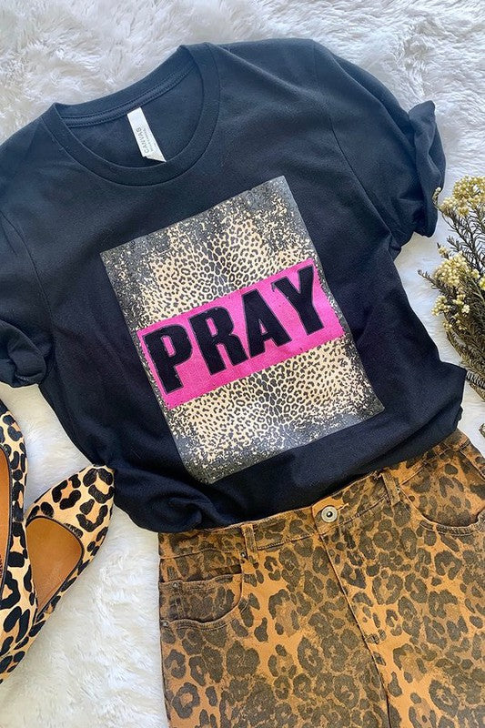 Black On Leopard Pray T-shirt