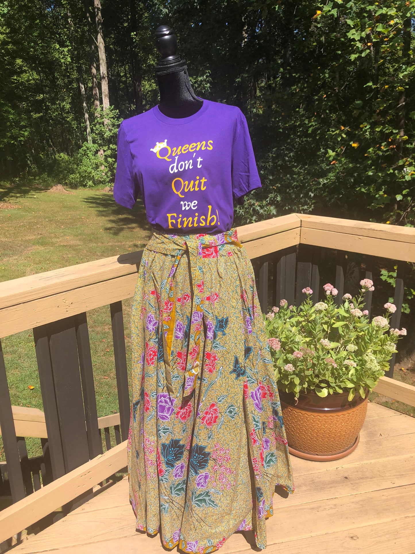 Multi-color Floral Print Maxi Skirt (ONE SIZE)