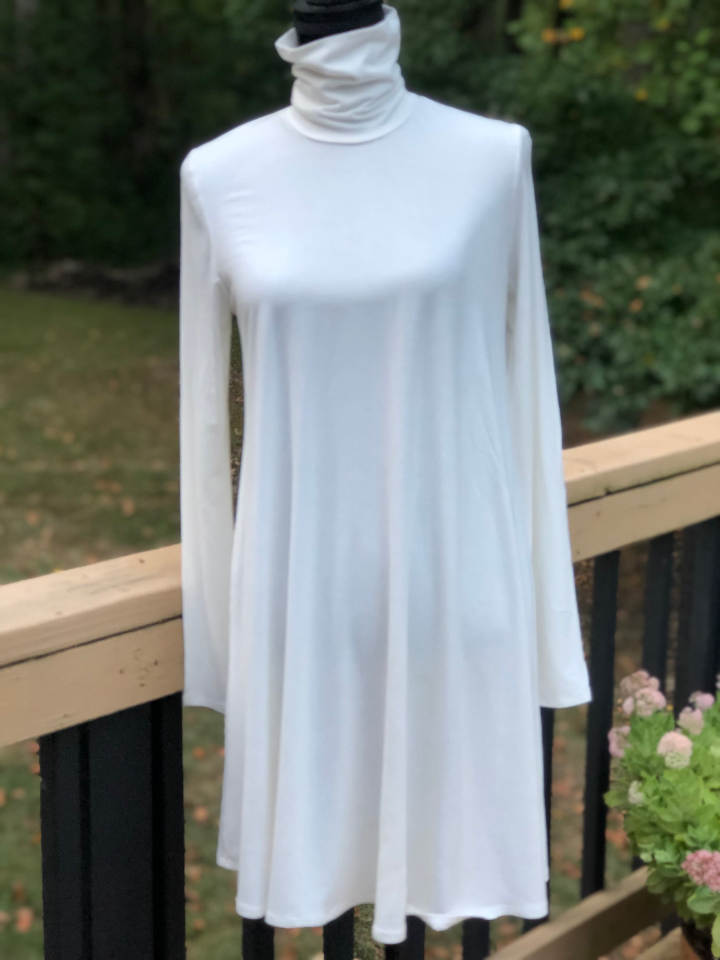 Long sleeve Knit Turtleneck Flare Mini Dress