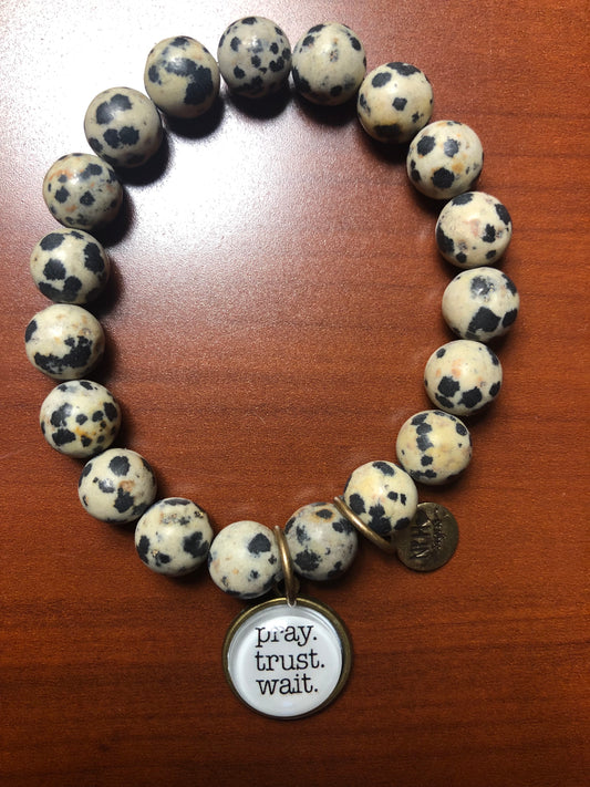 Pray, Trust, Wait Beaded Bracelet