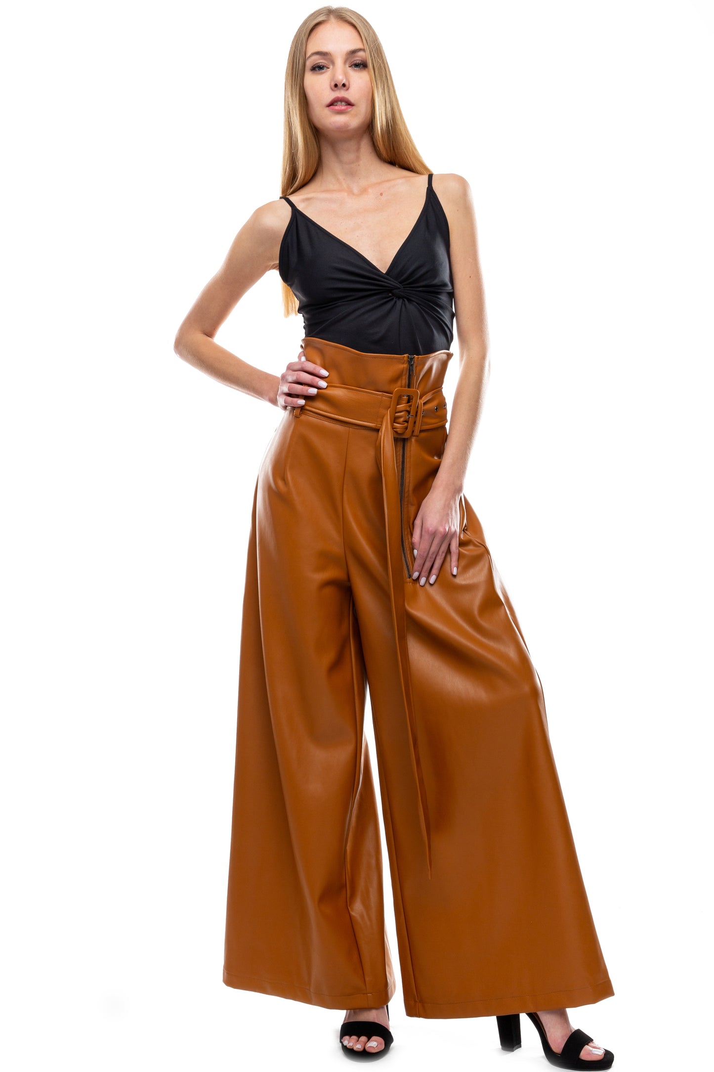 Highly Favored Vegan Leather Wide Leg Pants