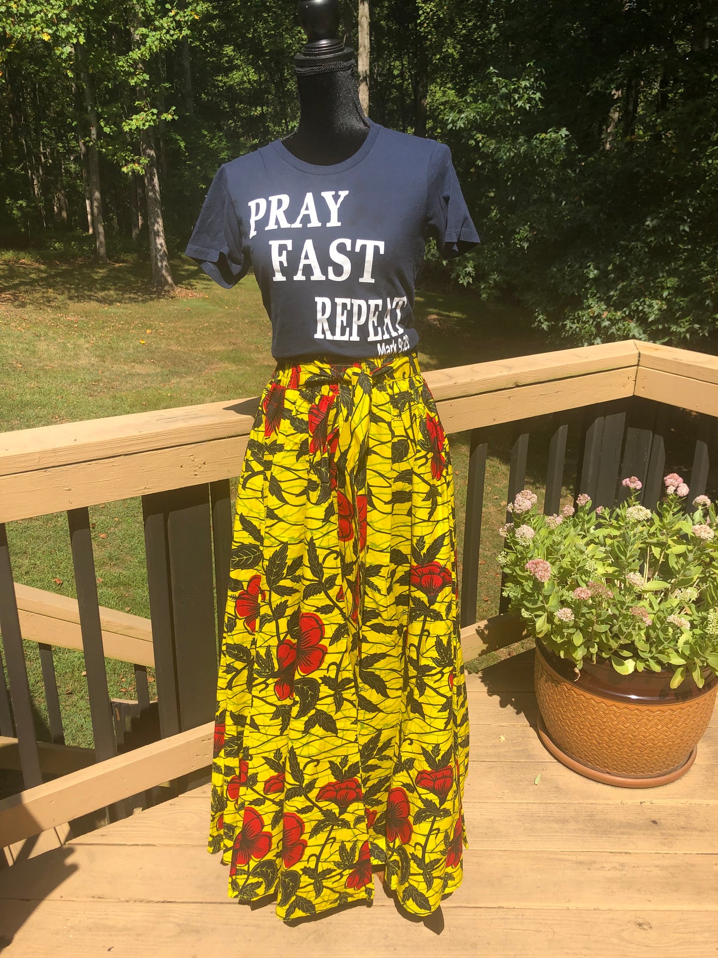 Yellow & Red Print Maxi Skirt (ONE SIZE)