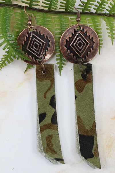 Faux Camo Strip Earrings