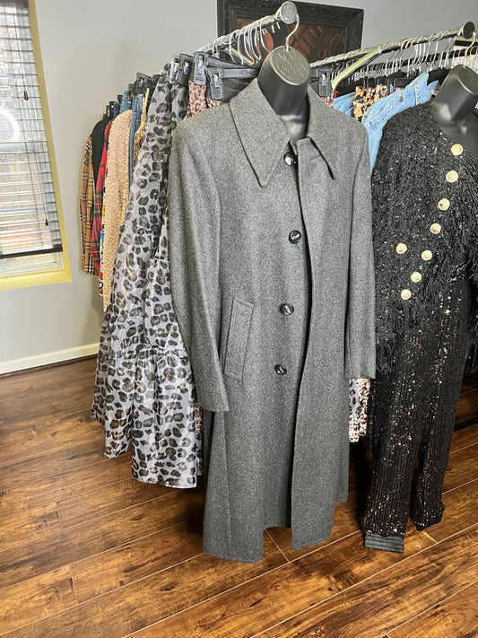 Charcoal Wool 3/4 Length Coat