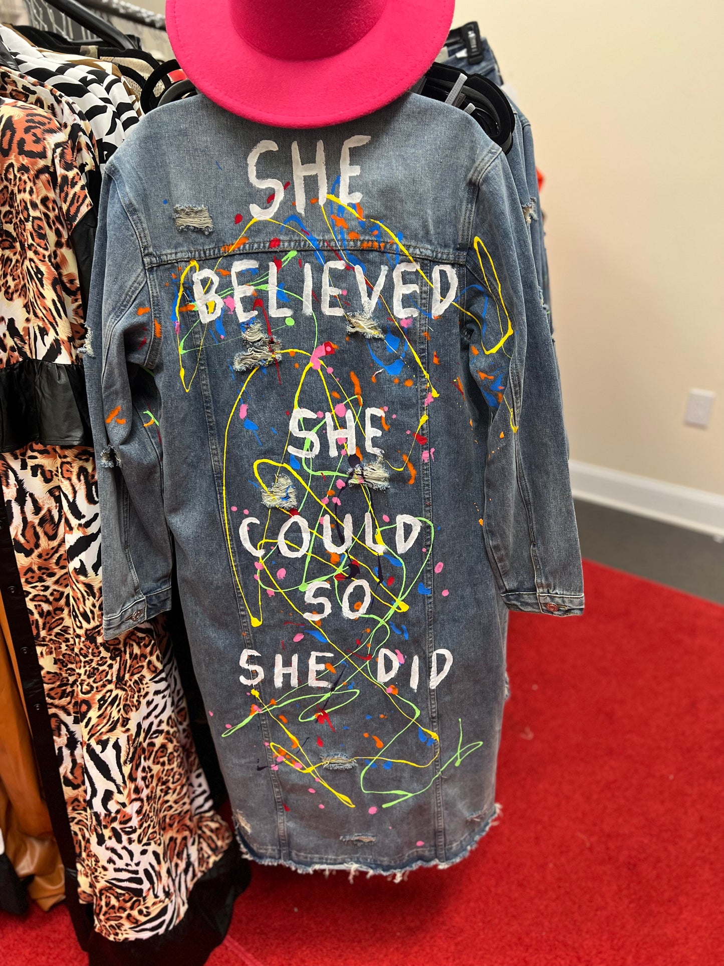 She Believed Distressed Denim Duster
