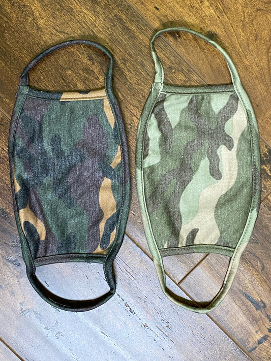 100% CAMO PRINT COTTON FACE MASK WITH DISPOSABLE MASK