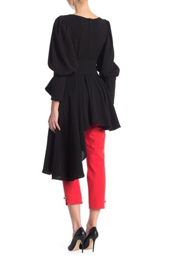 Long Sleeve Asymmetrical Belted Top